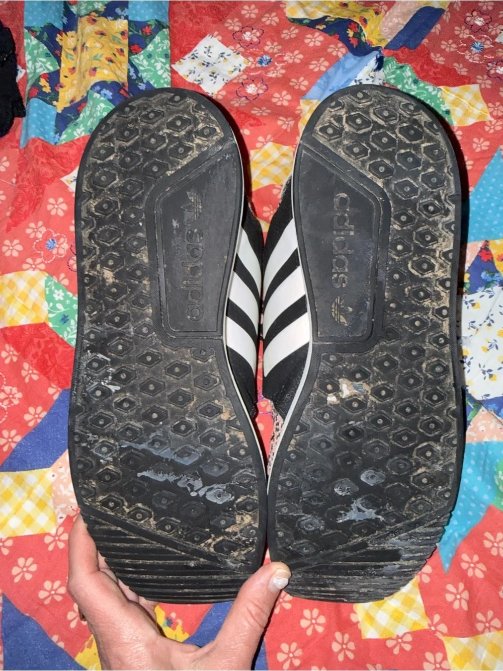 adidas Men’s Black & Pink Patterned Knit Athletic Sneakers
